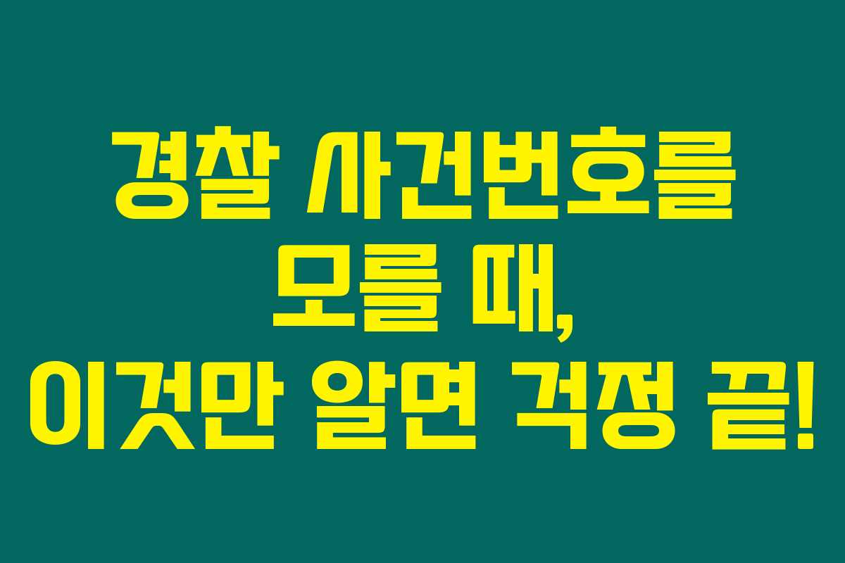 경찰 사건번호를 모를 때, 이것만 알면 걱정 끝! 경찰 사건번호를 모를 때, 이것만 알면 걱정 끝!