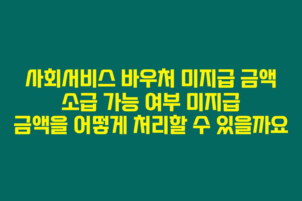 사회서비스 바우처 미지급 금액 소급 가능 여부 미지급 금액을 어떻게 처리할 수 있을까요