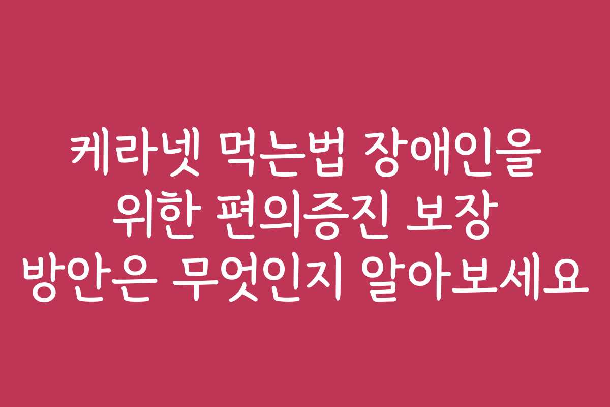 케라넷 먹는법 장애인을 위한 편의증진 보장 방안은 무엇인지 알아보세요