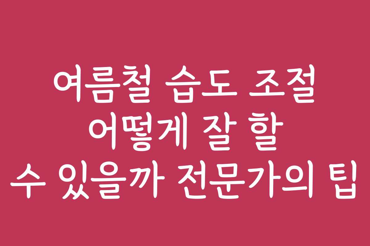 여름철 습도 조절 어떻게 잘 할 수 있을까 전문가의 팁