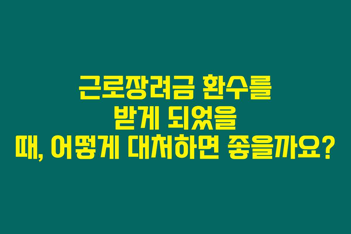 근로장려금 환수를 받게 되었을 때, 어떻게 대처하면 좋을까요?