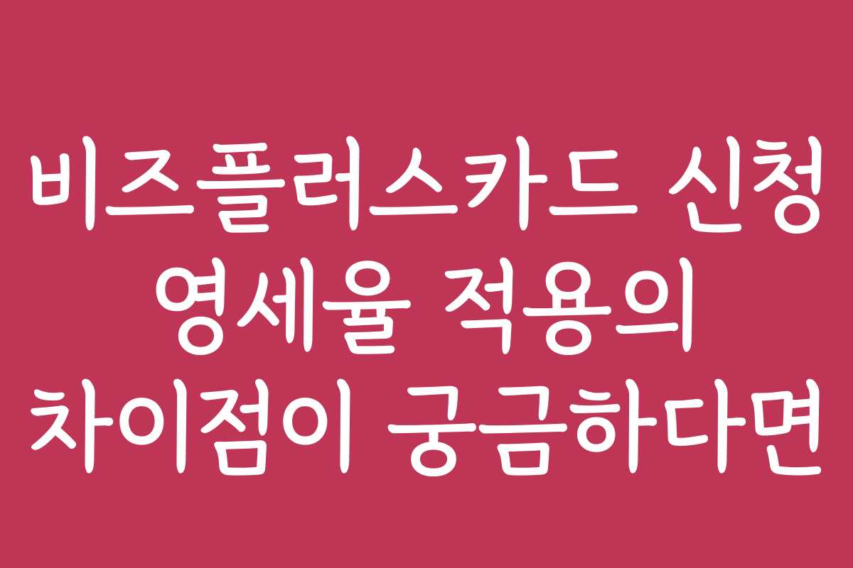 비즈플러스카드 신청 영세율 적용의 차이점이 궁금하다면