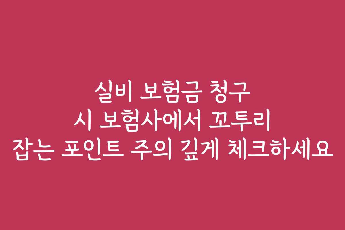 실비 보험금 청구 시 보험사에서 꼬투리 잡는 포인트 주의 깊게 체크하세요