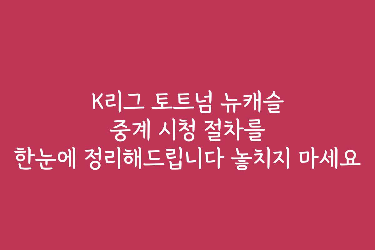 K리그 토트넘 뉴캐슬 중계 시청 절차를 한눈에 정리해드립니다 놓치지 마세요