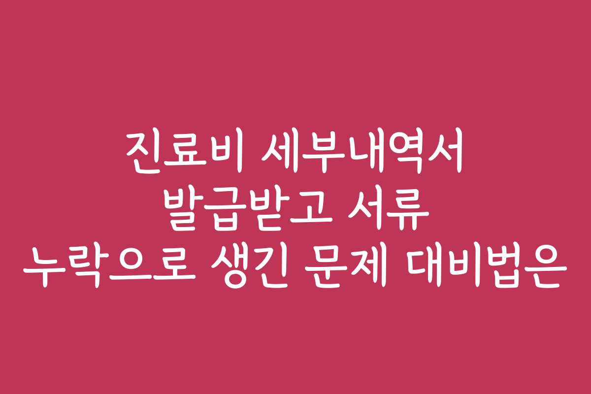 진료비 세부내역서 발급받고 서류 누락으로 생긴 문제 대비법은