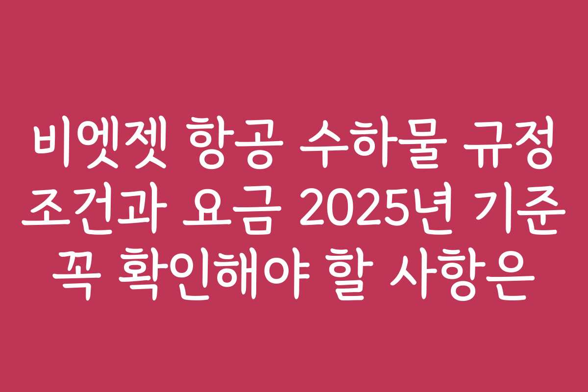 비엣젯 항공 수하물 규정 조건과 요금 2025년 기준 꼭 확인해야 할 사항은
