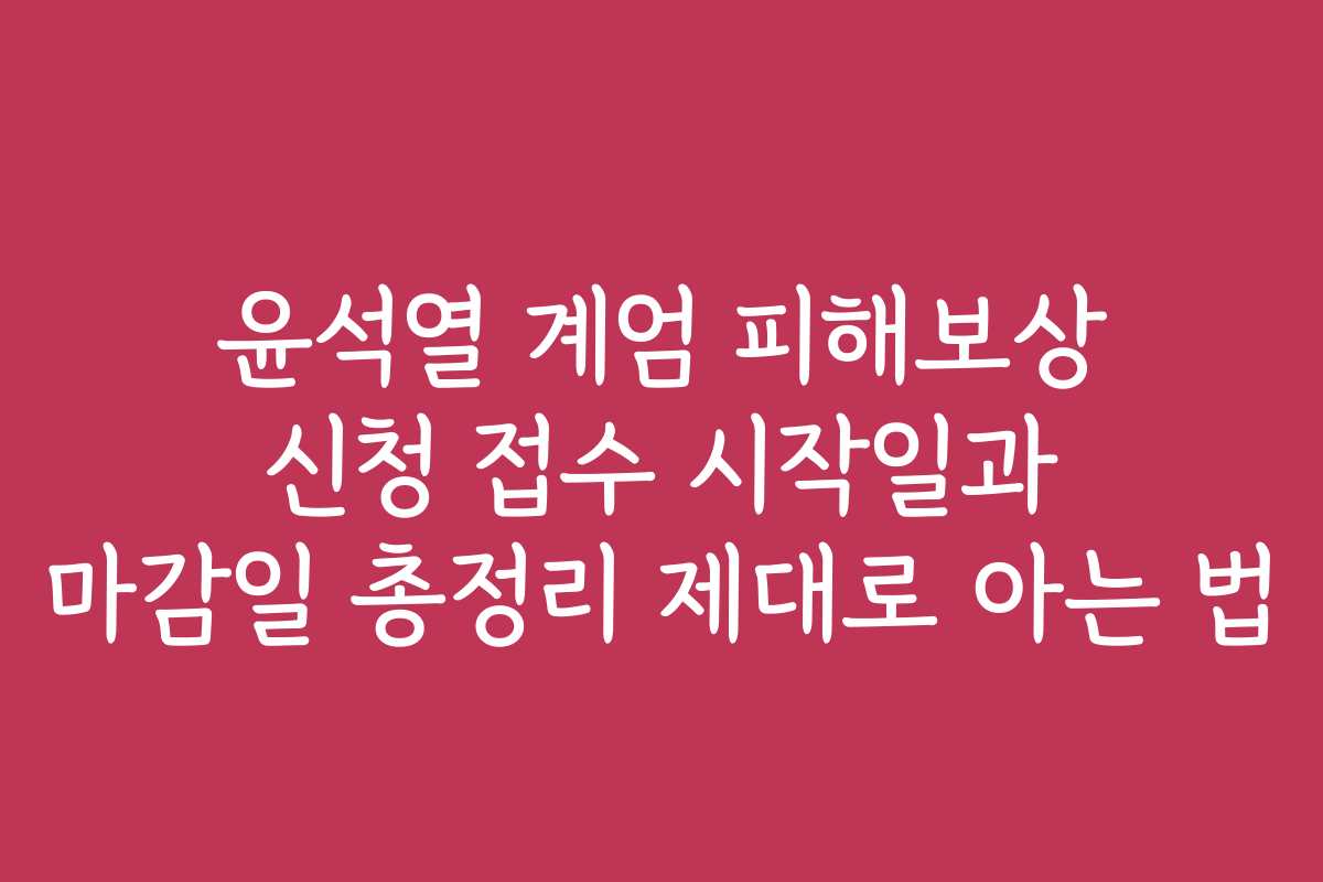 윤석열 계엄 피해보상 신청 접수 시작일과 마감일 총정리 제대로 아는 법