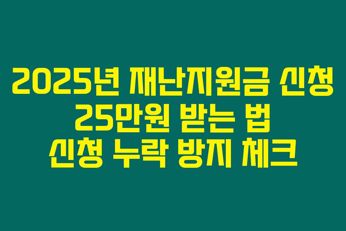 2025년 재난지원금 신청 25만원 받는 법 신청 누락 방지 체크