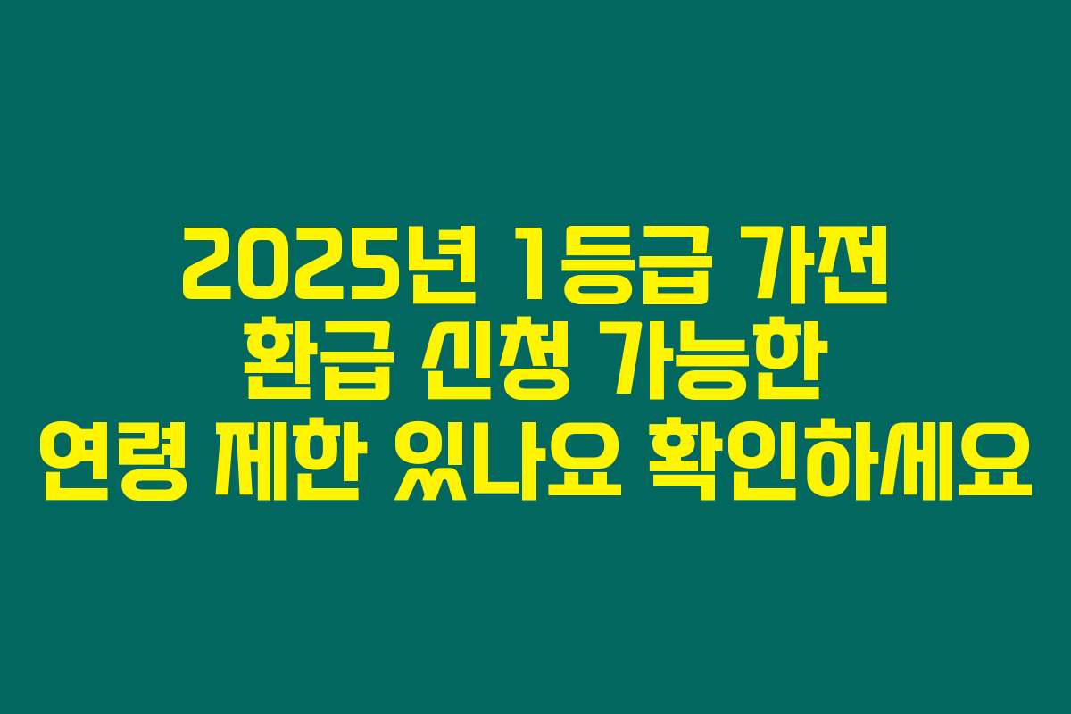 2025년 1등급 가전 환급 신청 가능한 연령 제한 있나요 확인하세요