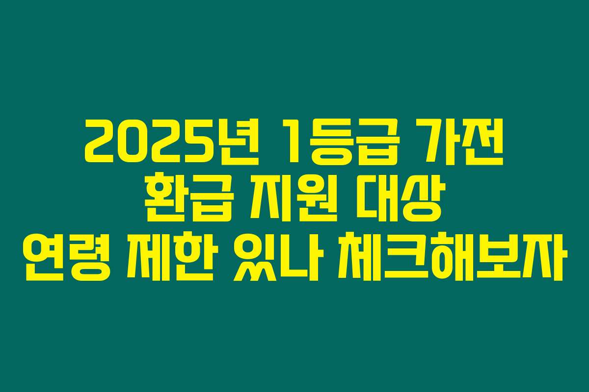 2025년 1등급 가전 환급 지원 대상 연령 제한 있나 체크해보자