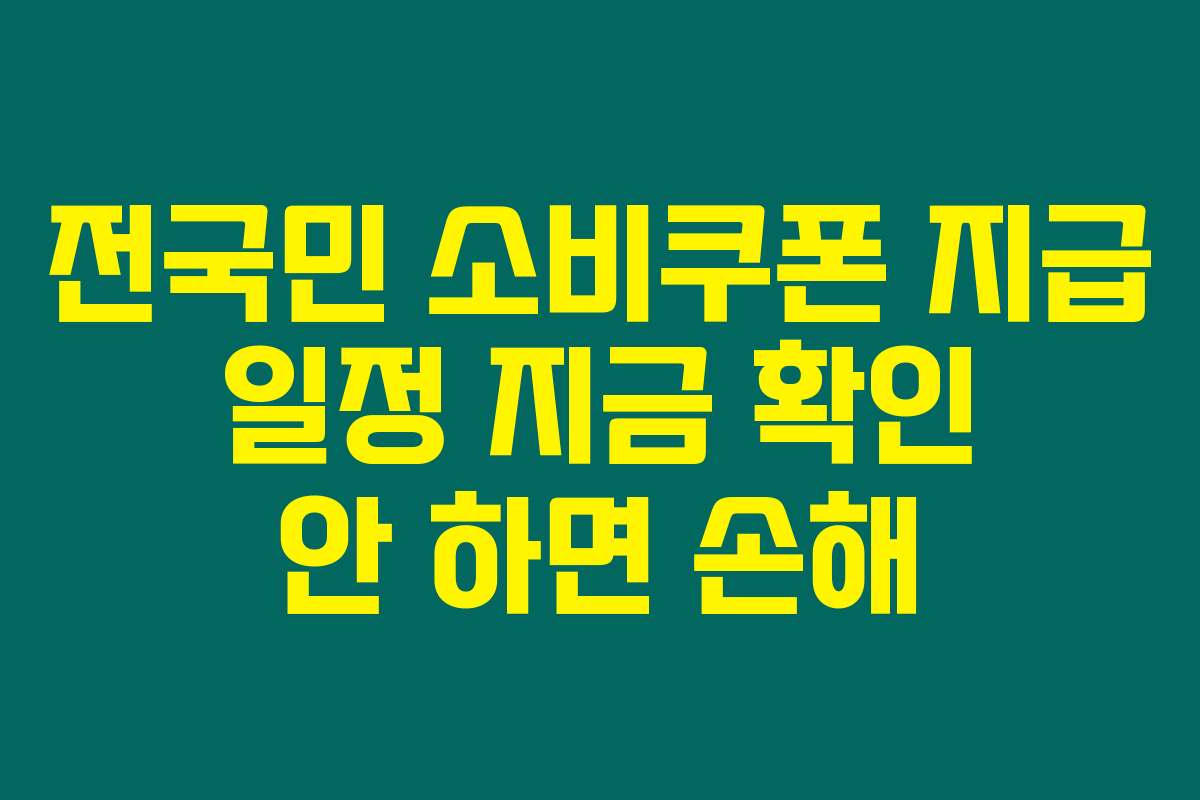 전국민 소비쿠폰 지급 일정 지금 확인 안 하면 손해