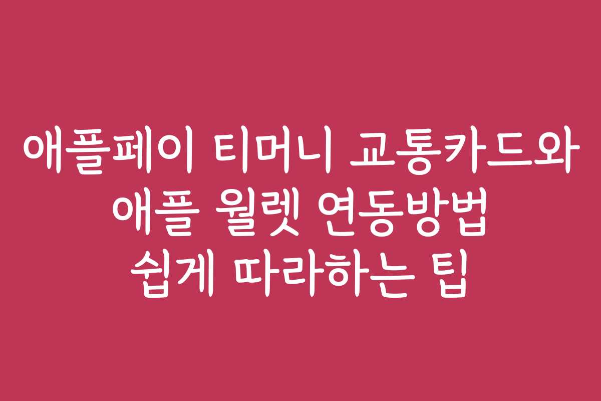 애플페이 티머니 교통카드와 애플 월렛 연동방법 쉽게 따라하는 팁