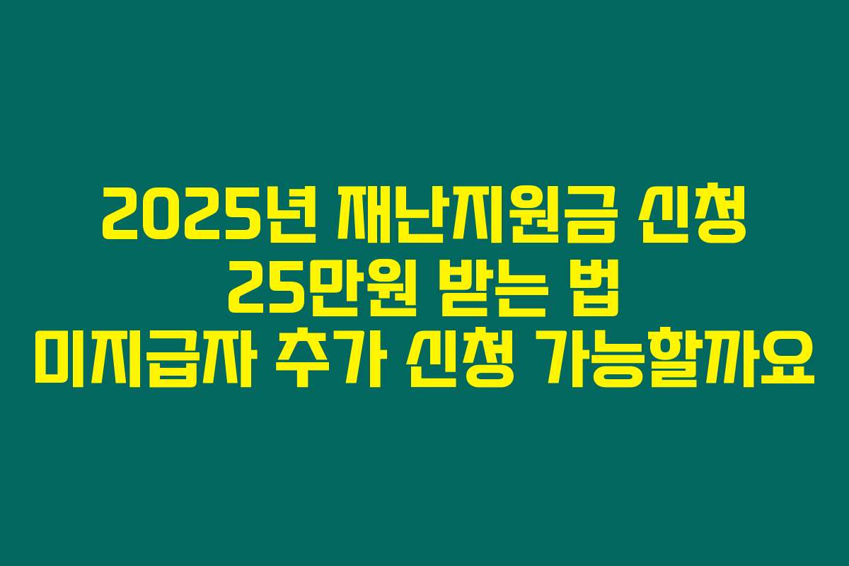 2025년 재난지원금 신청 25만원 받는 법 미지급자 추가 신청 가능할까요