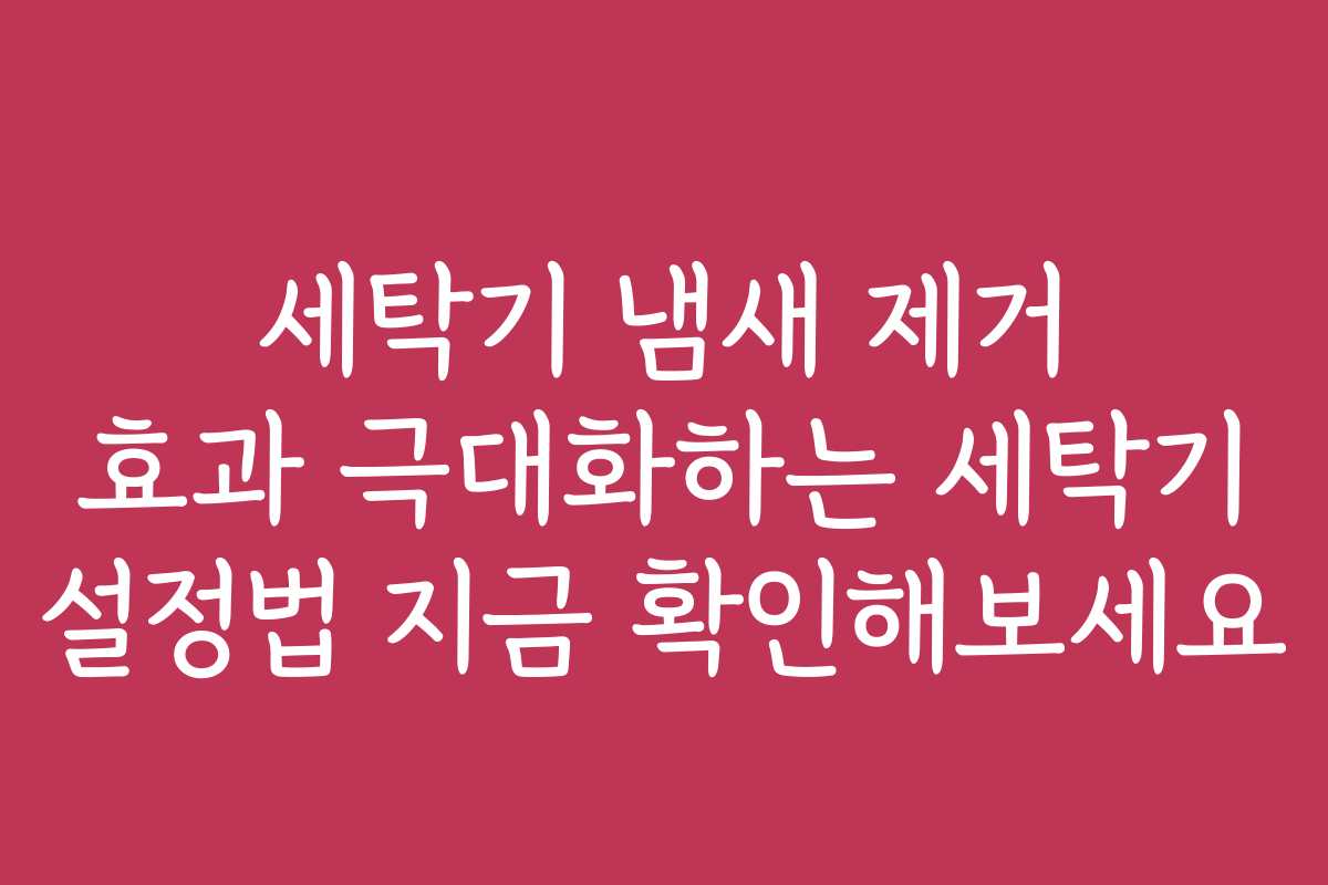 세탁기 냄새 제거 효과 극대화하는 세탁기 설정법 지금 확인해보세요