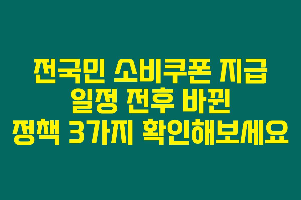 전국민 소비쿠폰 지급 일정 전후 바뀐 정책 3가지 확인해보세요