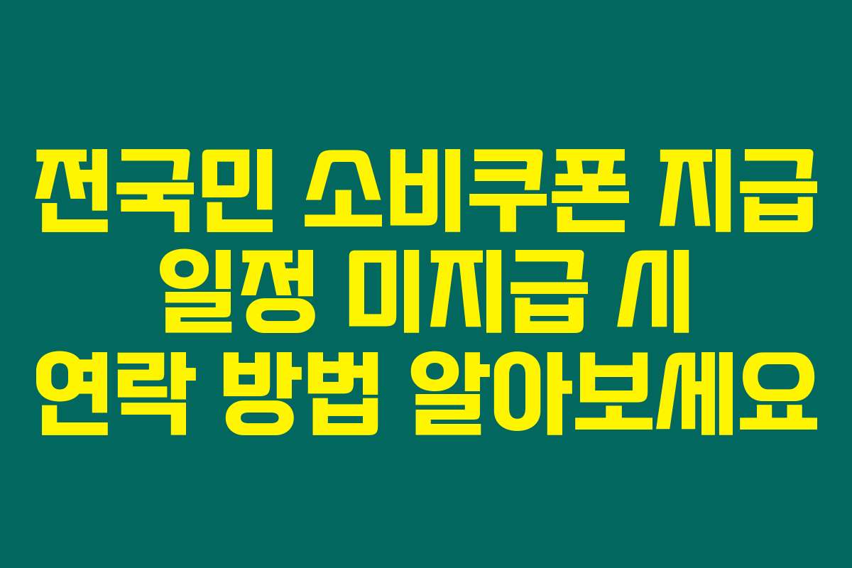 전국민 소비쿠폰 지급 일정 미지급 시 연락 방법 알아보세요