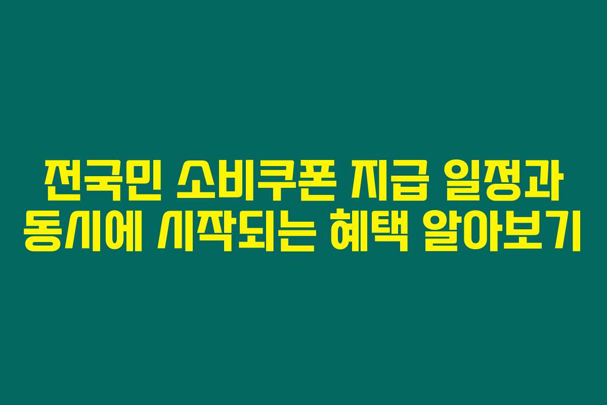 전국민 소비쿠폰 지급 일정과 동시에 시작되는 혜택 알아보기
