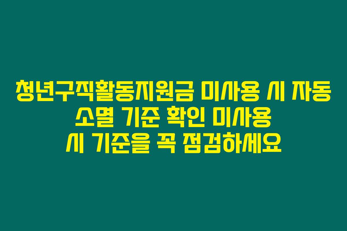 청년구직활동지원금 미사용 시 자동 소멸 기준 확인 미사용 시 기준을 꼭 점검하세요