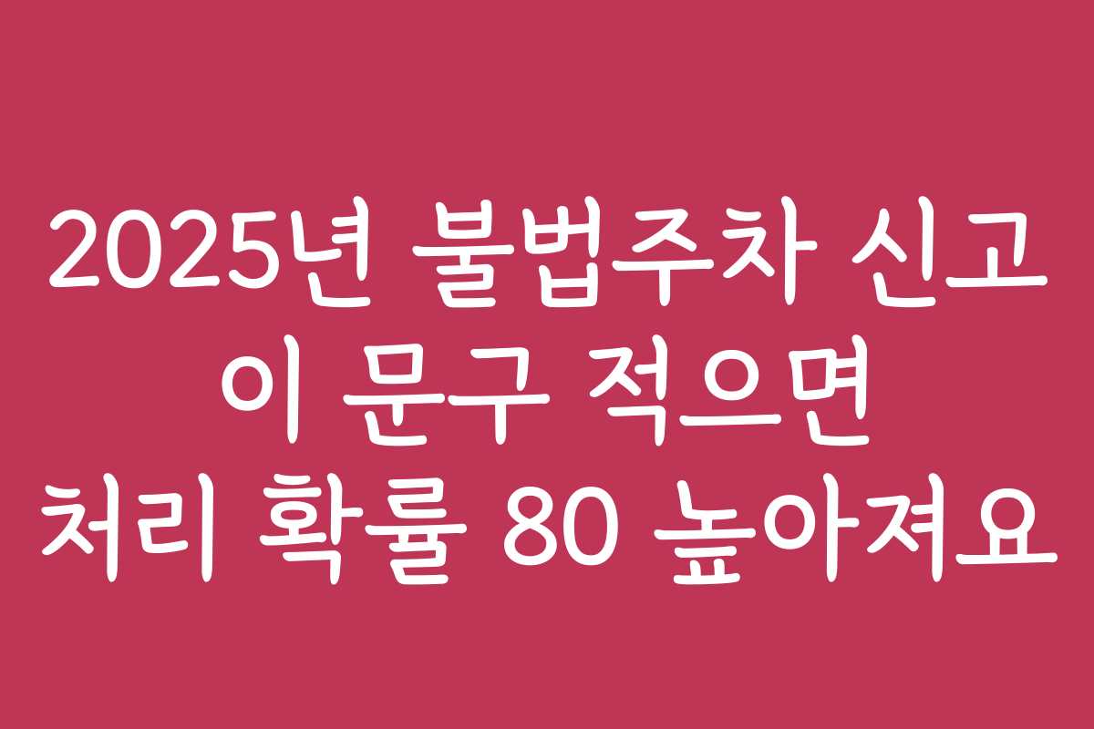 2025년 불법주차 신고 이 문구 적으면 처리 확률 80 높아져요