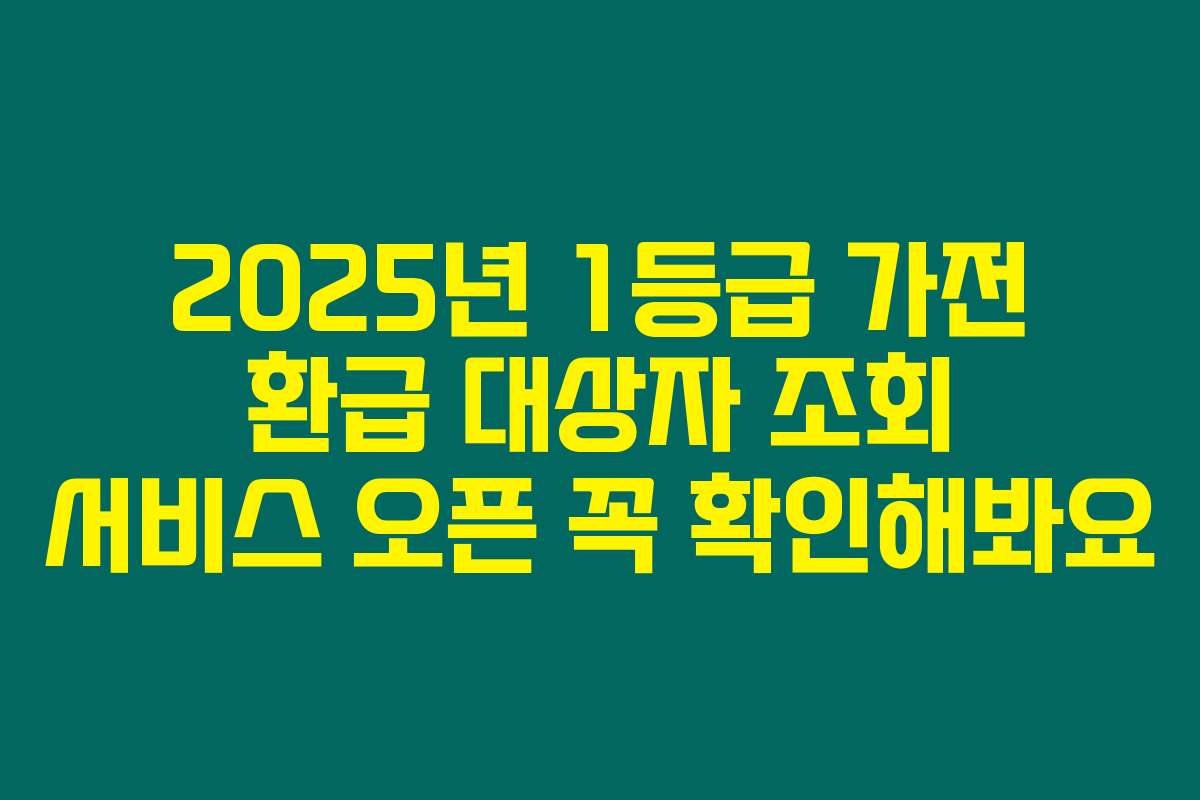 2025년 1등급 가전 환급 대상자 조회 서비스 오픈 꼭 확인해봐요