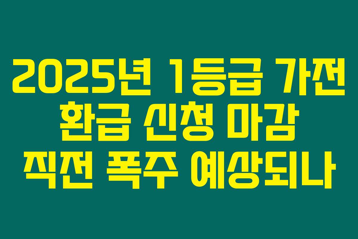 2025년 1등급 가전 환급 신청 마감 직전 폭주 예상되나
