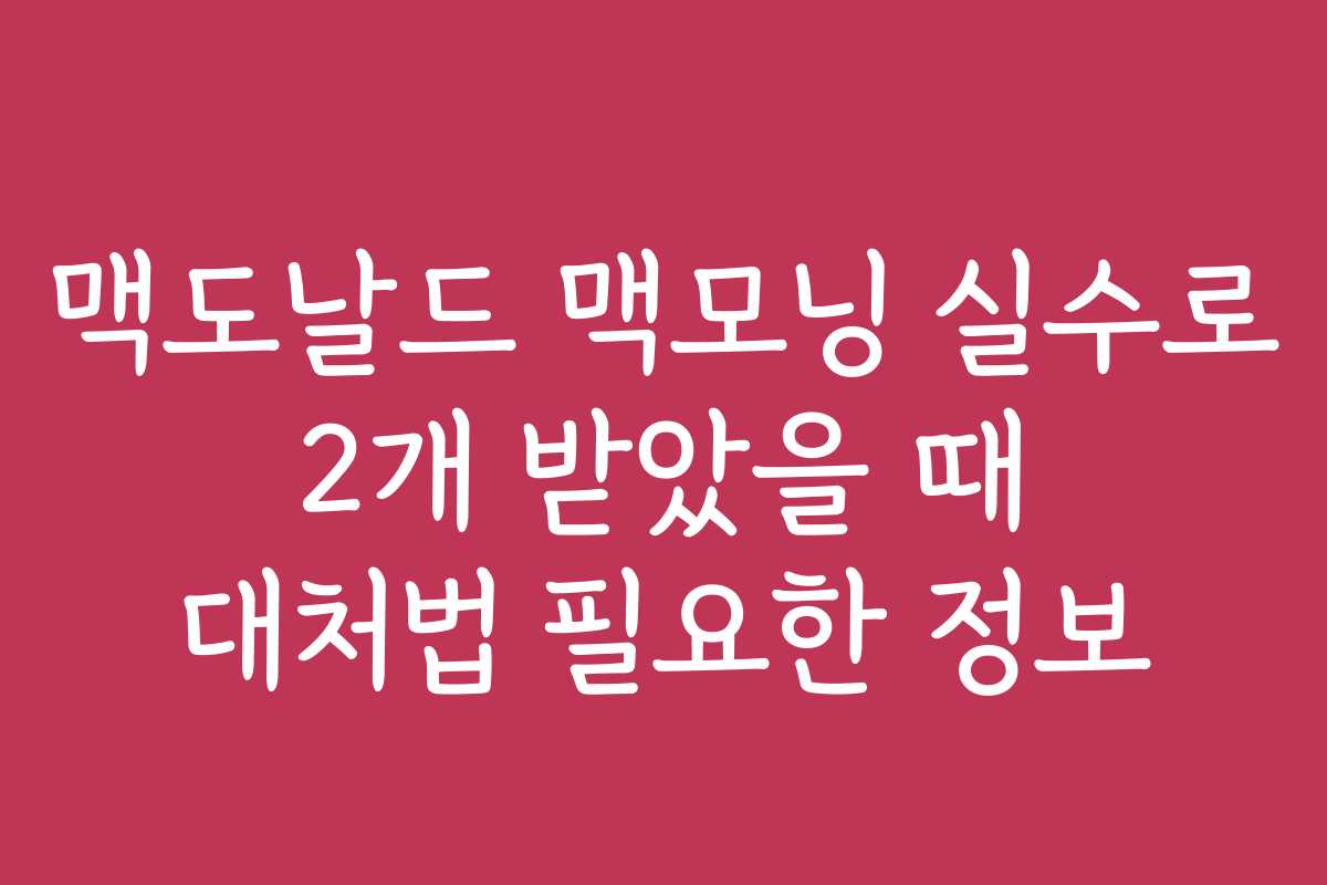 맥도날드 맥모닝 실수로 2개 받았을 때 대처법 필요한 정보