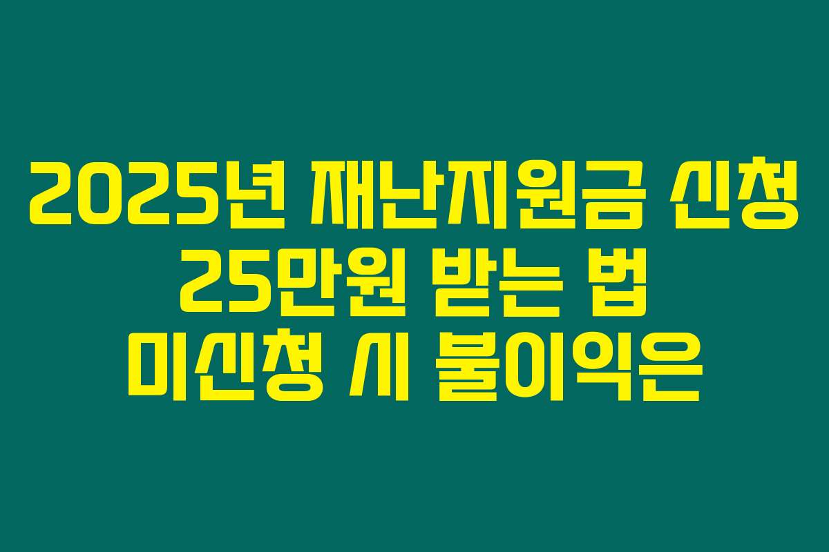 2025년 재난지원금 신청 25만원 받는 법 미신청 시 불이익은