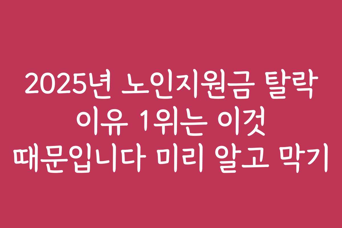 2025년 노인지원금 탈락 이유 1위는 이것 때문입니다 미리 알고 막기