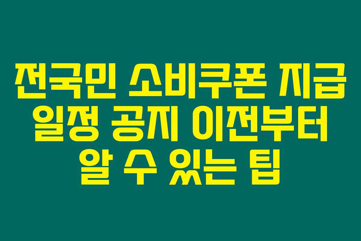 전국민 소비쿠폰 지급 일정 공지 이전부터 알 수 있는 팁