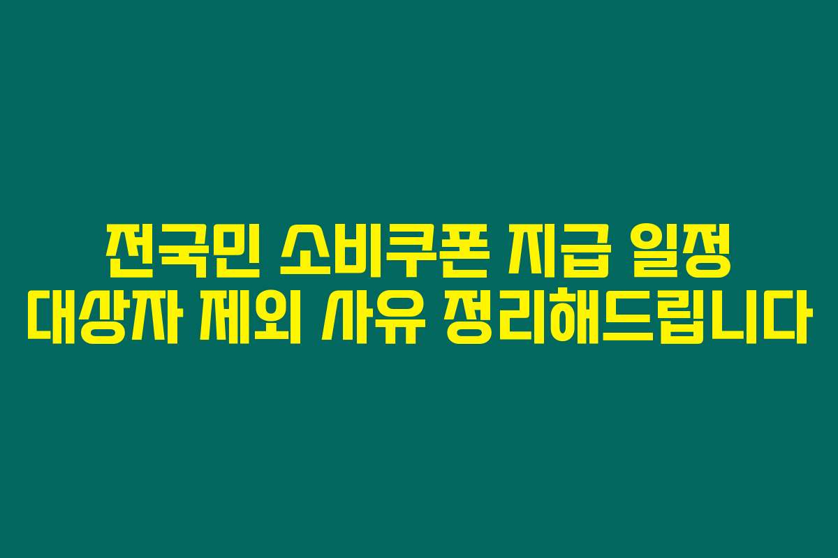 전국민 소비쿠폰 지급 일정 대상자 제외 사유 정리해드립니다