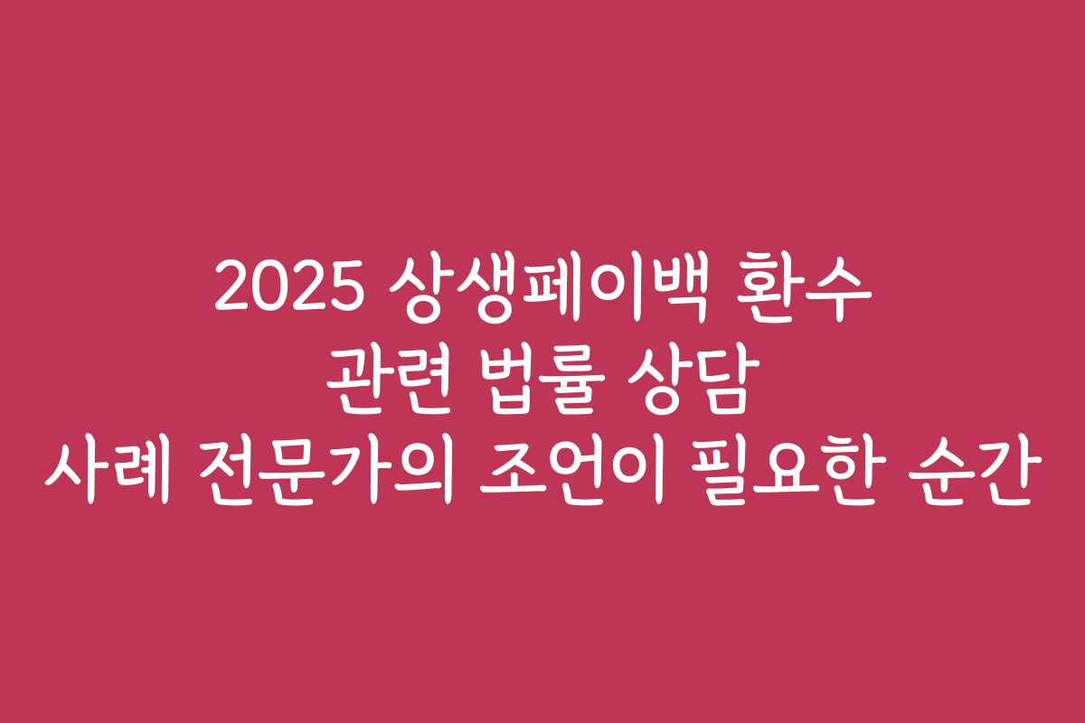 2025 상생페이백 환수 관련 법률 상담 사례 전문가의 조언이 필요한 순간
