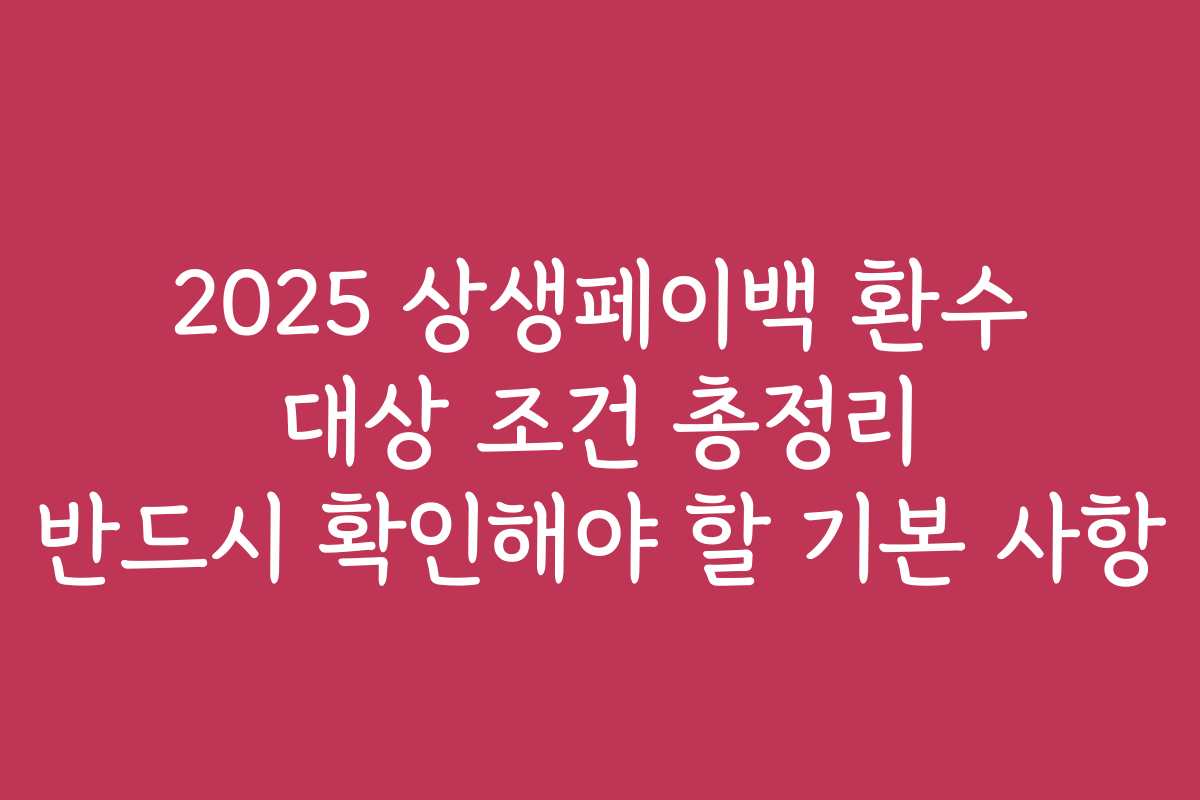 2025 상생페이백 환수 대상 조건 총정리 반드시 확인해야 할 기본 사항