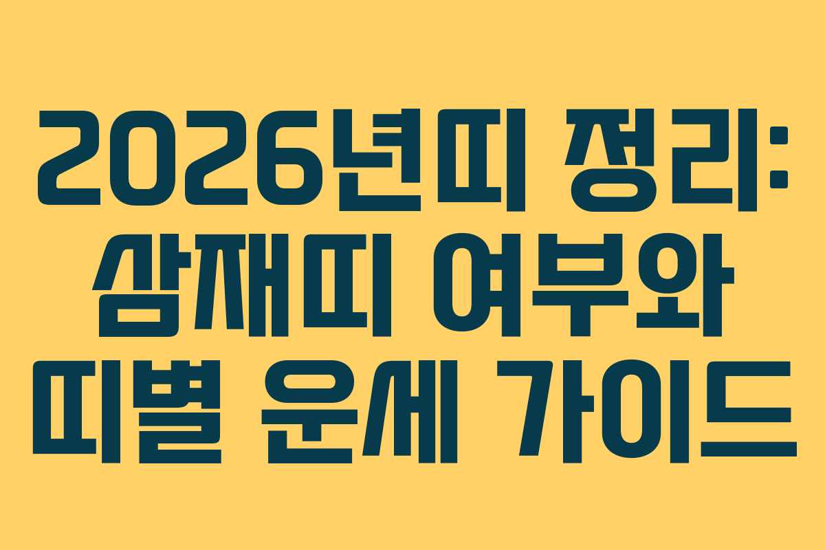 2026년띠 정리: 삼재띠 여부와 띠별 운세 가이드
