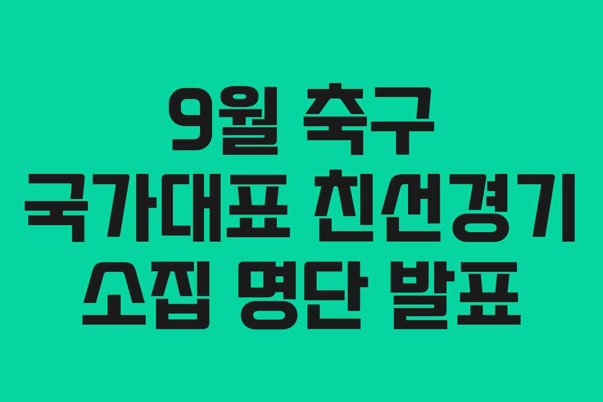 9월 축구 국가대표 친선경기 소집 명단 발표