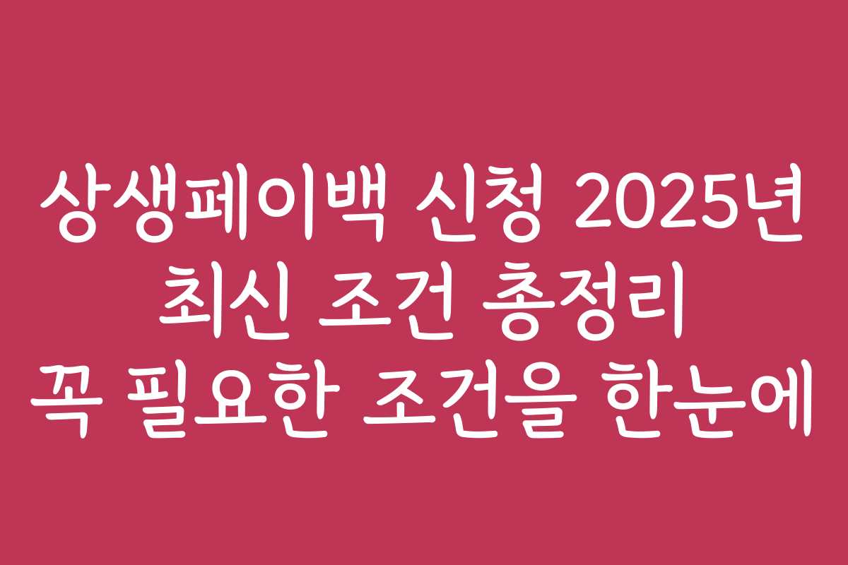 상생페이백 신청 2025년 최신 조건 총정리 꼭 필요한 조건을 한눈에