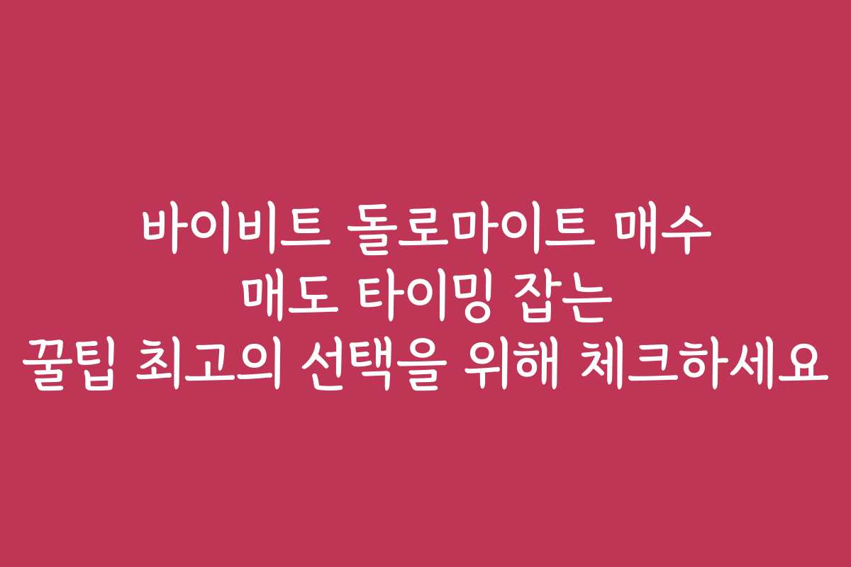 바이비트 돌로마이트 매수 매도 타이밍 잡는 꿀팁 최고의 선택을 위해 체크하세요