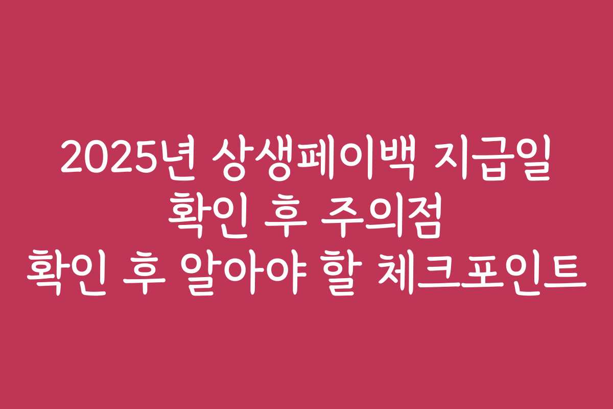 2025년 상생페이백 지급일 확인 후 주의점 확인 후 알아야 할 체크포인트