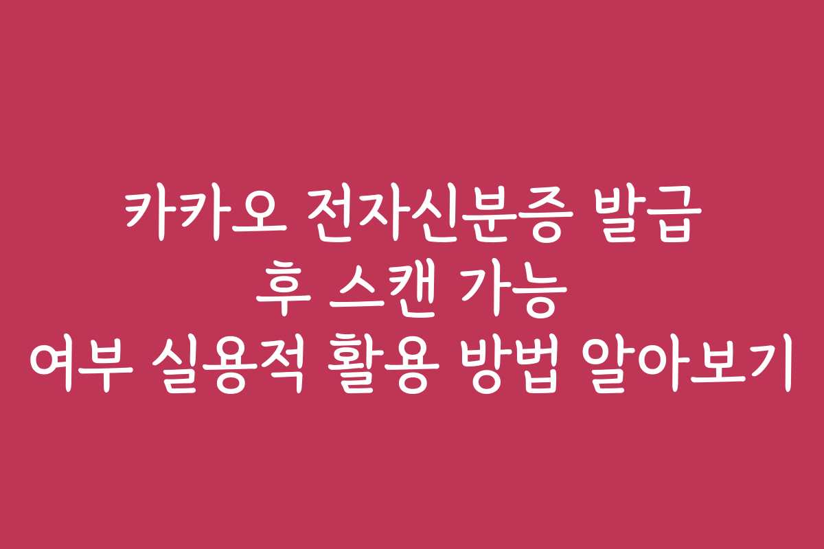 카카오 전자신분증 발급 후 스캔 가능 여부 실용적 활용 방법 알아보기