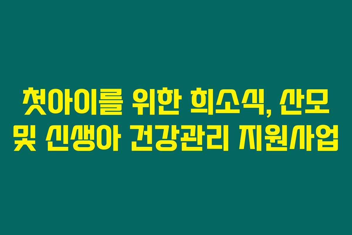 첫아이를 위한 희소식, 산모 및 신생아 건강관리 지원사업 첫아이를 위한 희소식, 산모 및 신생아 건강관리 지원사업
