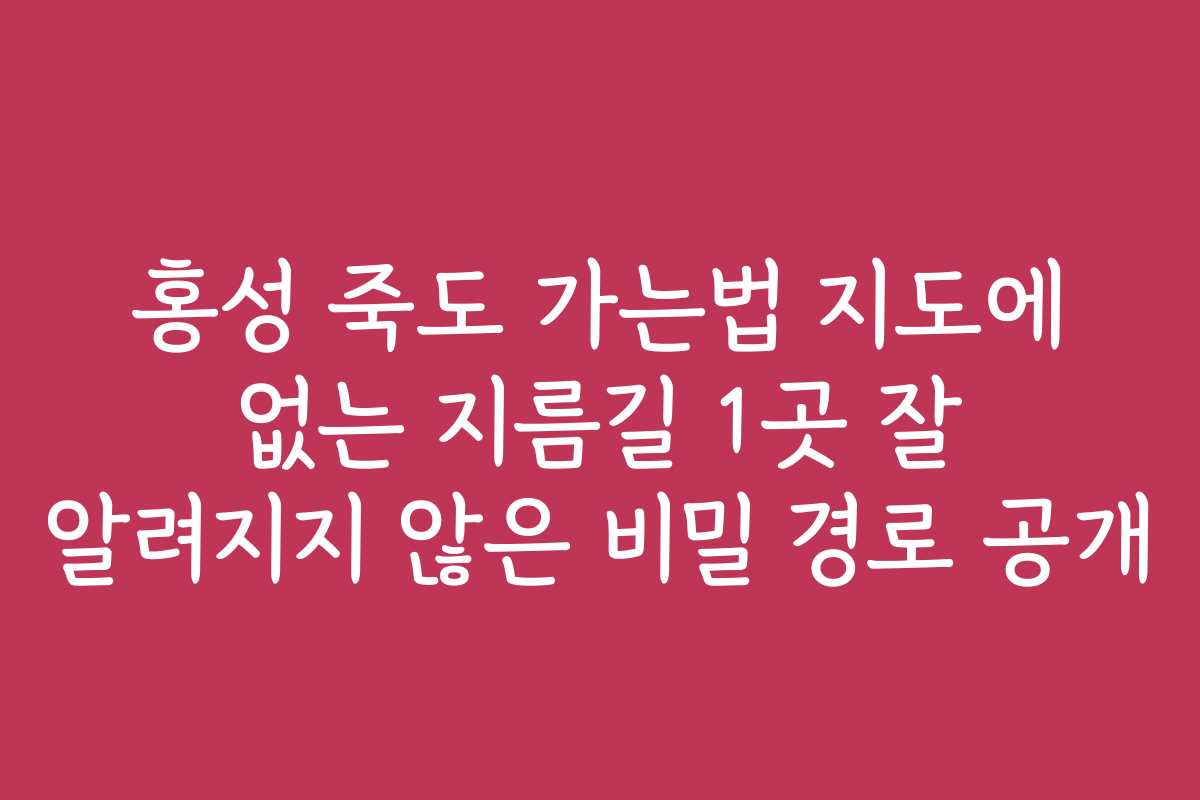 홍성 죽도 가는법 지도에 없는 지름길 1곳 잘 알려지지 않은 비밀 경로 공개