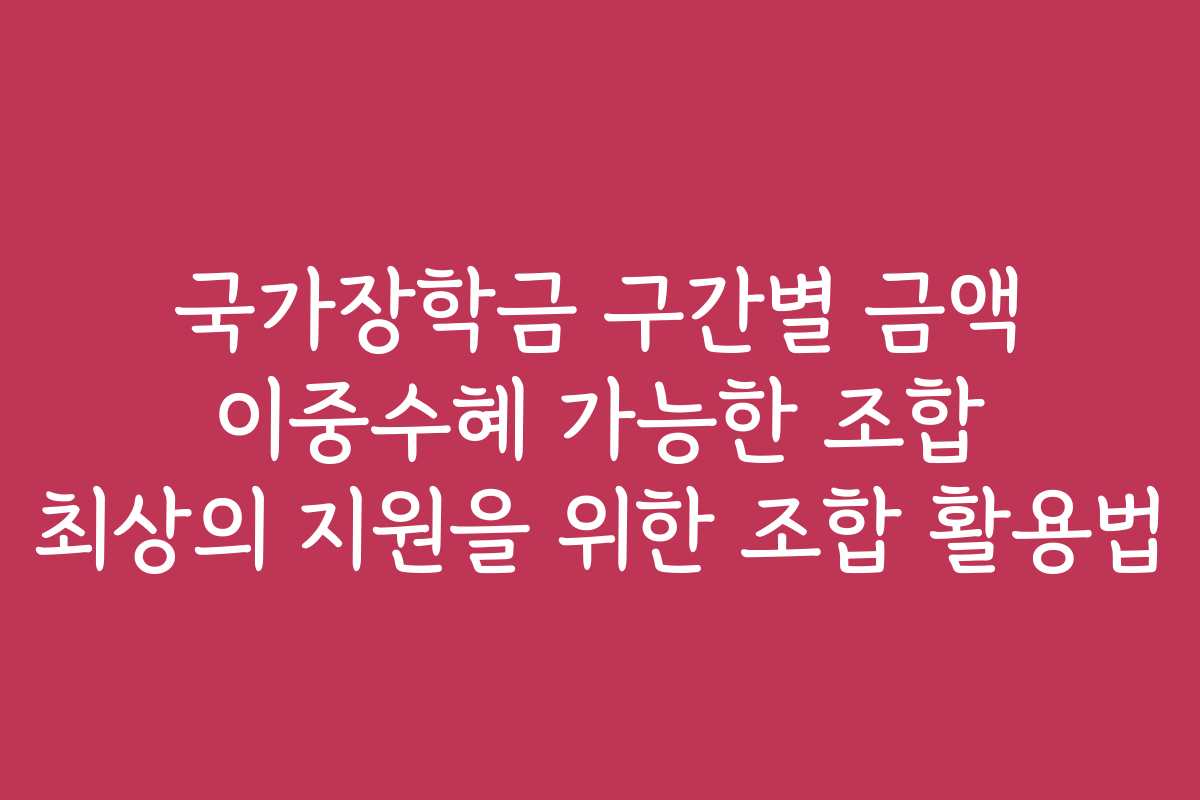 국가장학금 구간별 금액 이중수혜 가능한 조합 최상의 지원을 위한 조합 활용법