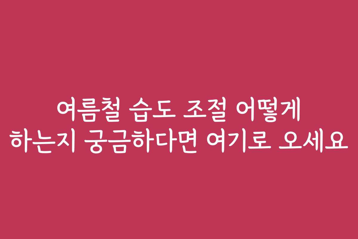 여름철 습도 조절 어떻게 하는지 궁금하다면 여기로 오세요