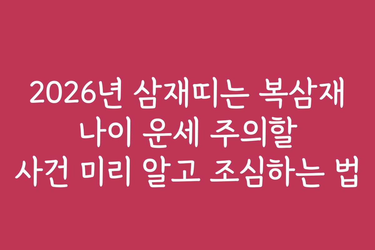 2026년 삼재띠는 복삼재 나이 운세 주의할 사건 미리 알고 조심하는 법