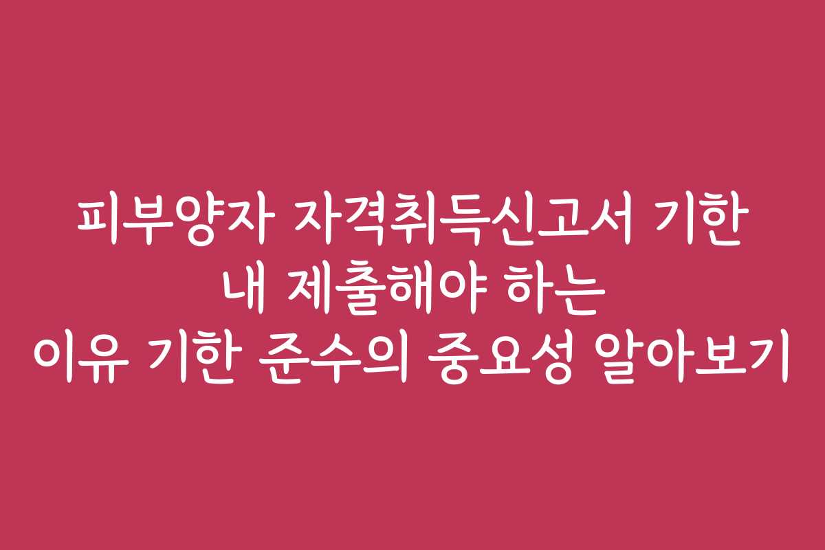 피부양자 자격취득신고서 기한 내 제출해야 하는 이유 기한 준수의 중요성 알아보기