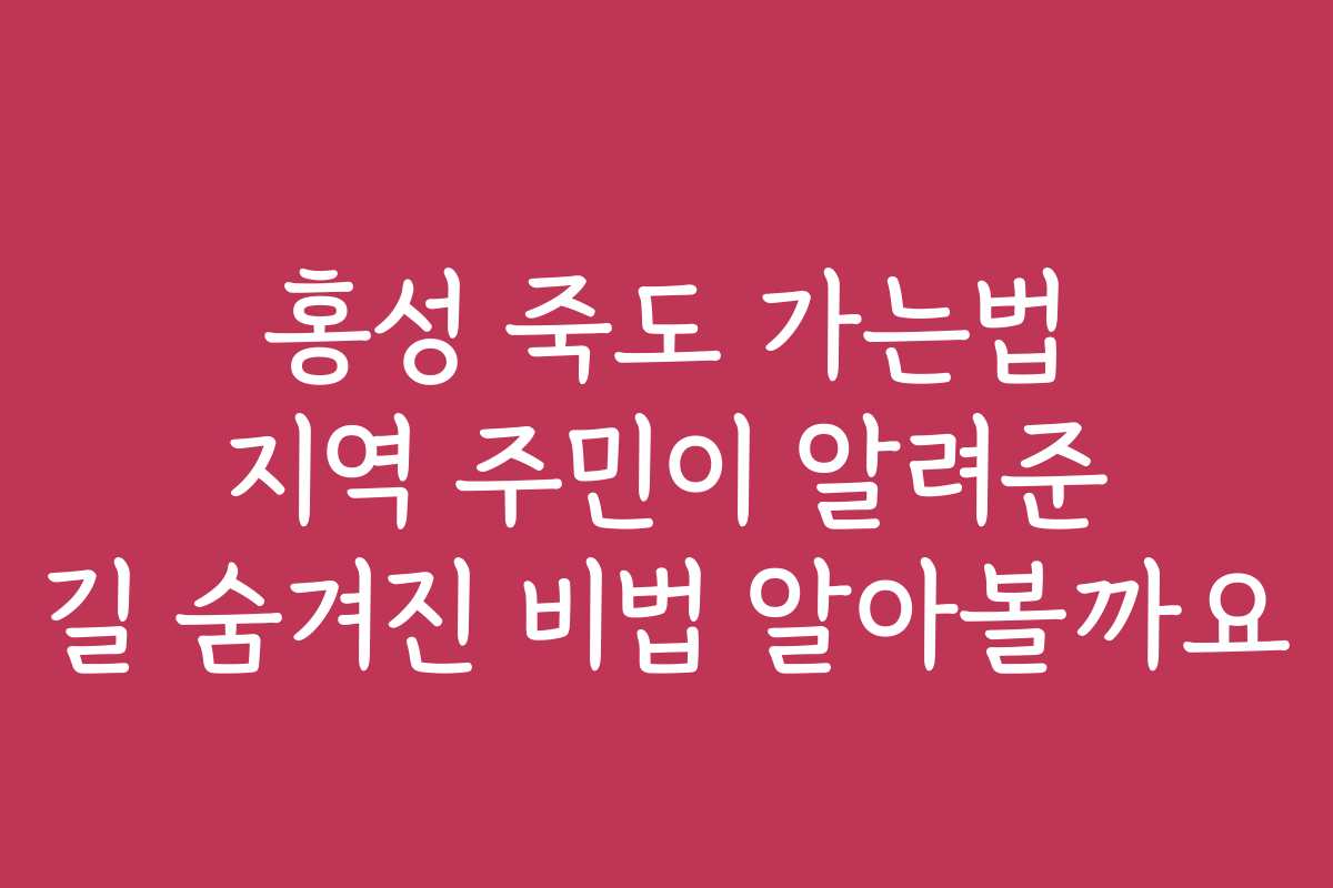 홍성 죽도 가는법 지역 주민이 알려준 길 숨겨진 비법 알아볼까요