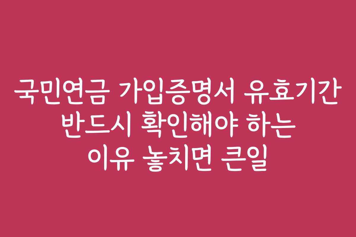 국민연금 가입증명서 유효기간 반드시 확인해야 하는 이유 놓치면 큰일