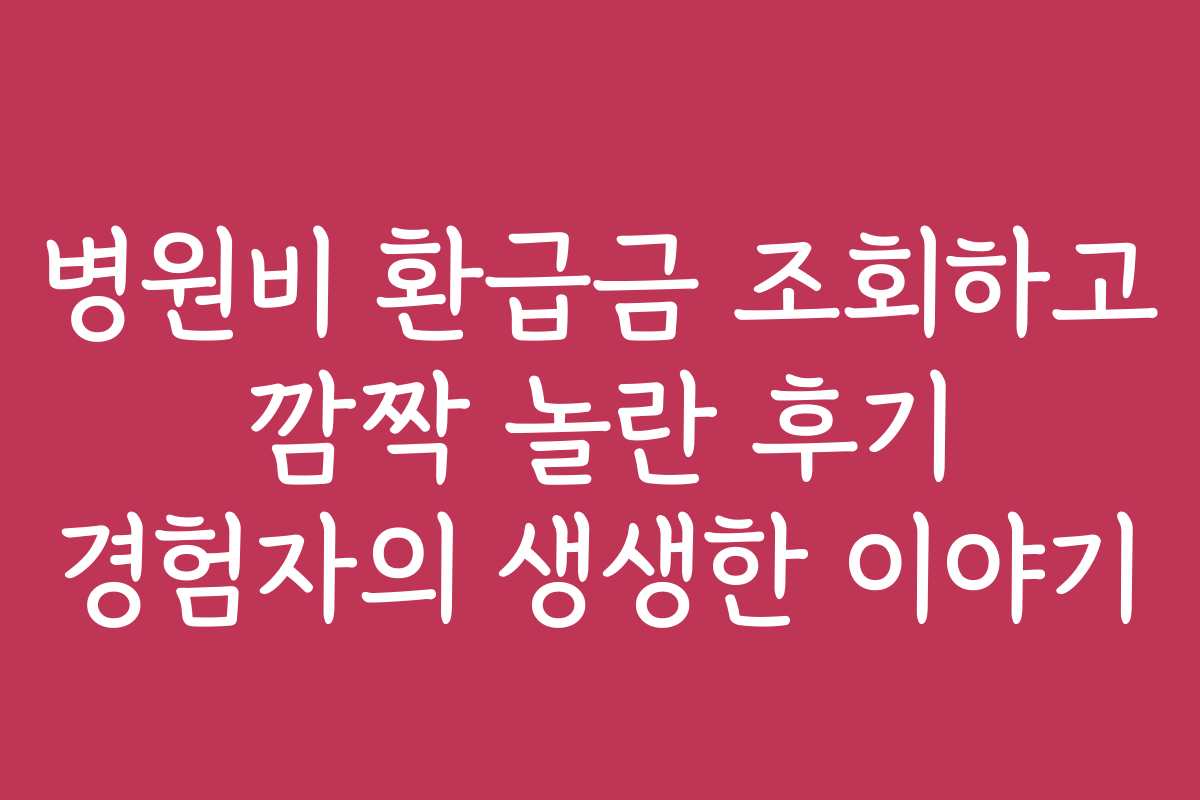 병원비 환급금 조회하고 깜짝 놀란 후기 경험자의 생생한 이야기