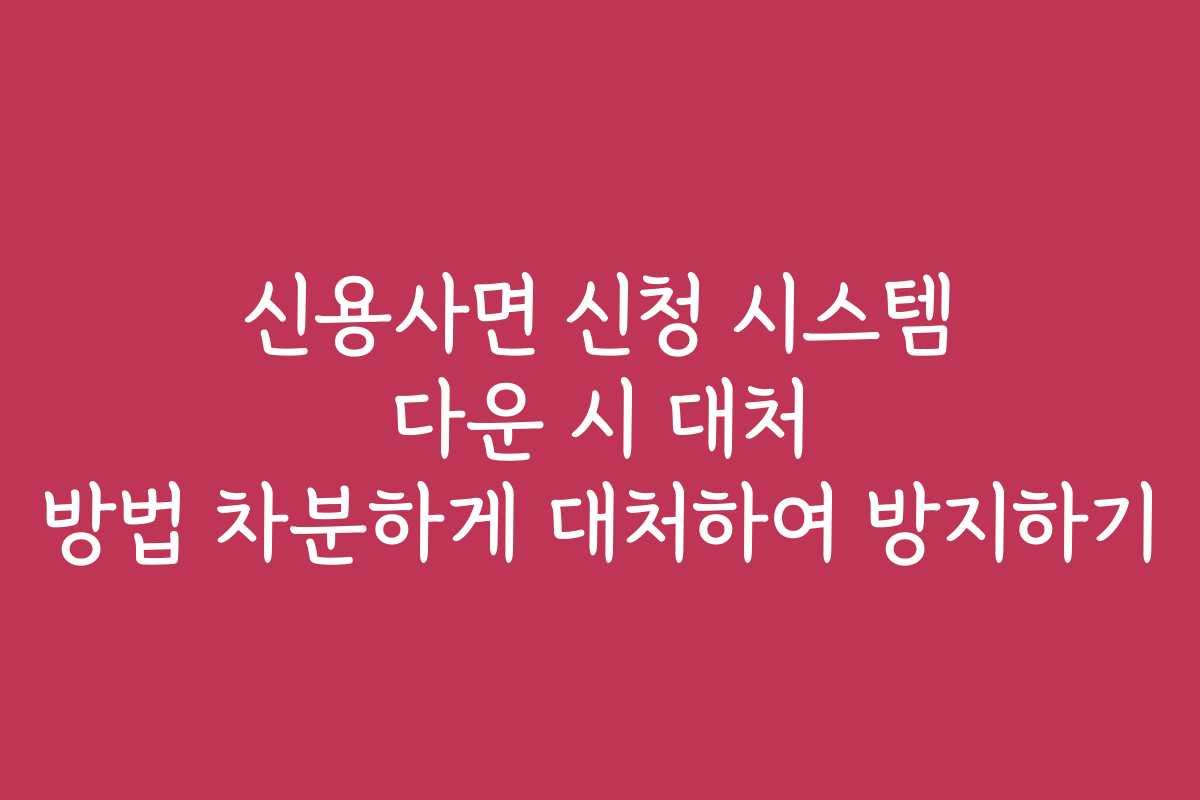 신용사면 신청 시스템 다운 시 대처 방법 차분하게 대처하여 방지하기