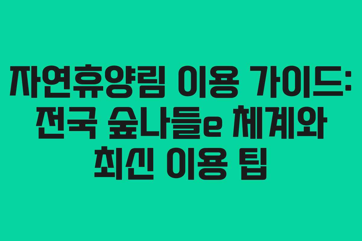 자연휴양림 이용 가이드: 전국 숲나들e 체계와 최신 이용 팁