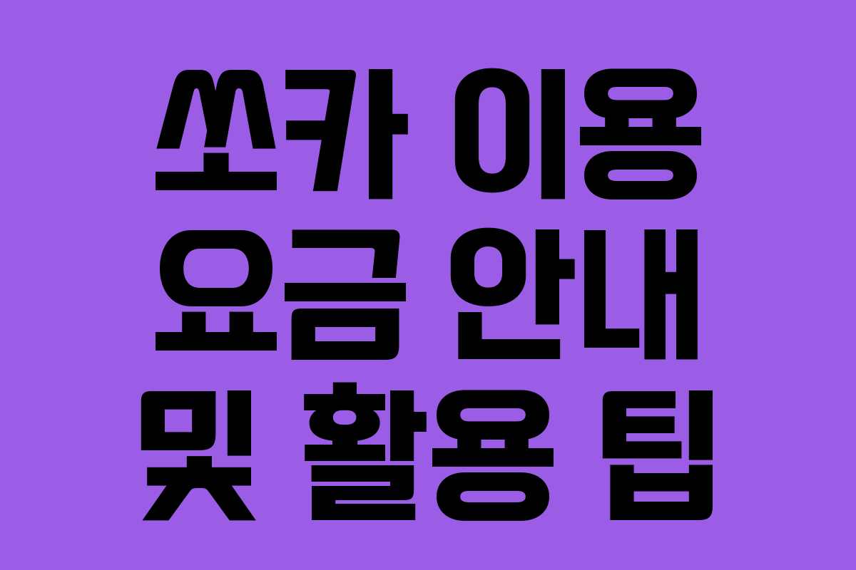 쏘카 이용 요금 안내 및 활용 팁